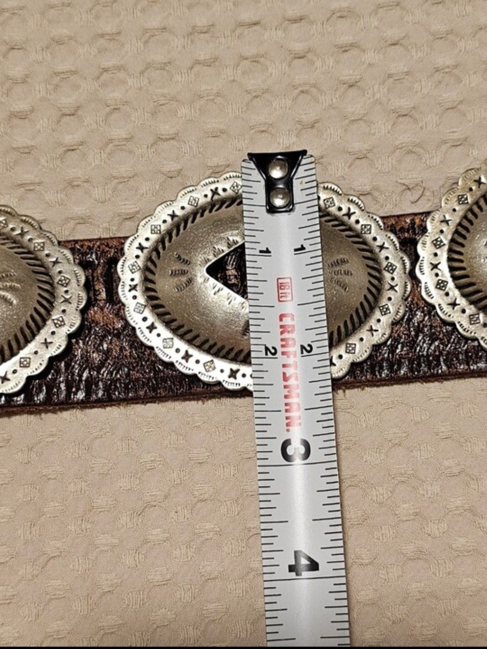Vintage Handmade Southwestern Concho Belt | Rustic Brown Leather | Western Boho - Picture 14 of 15
